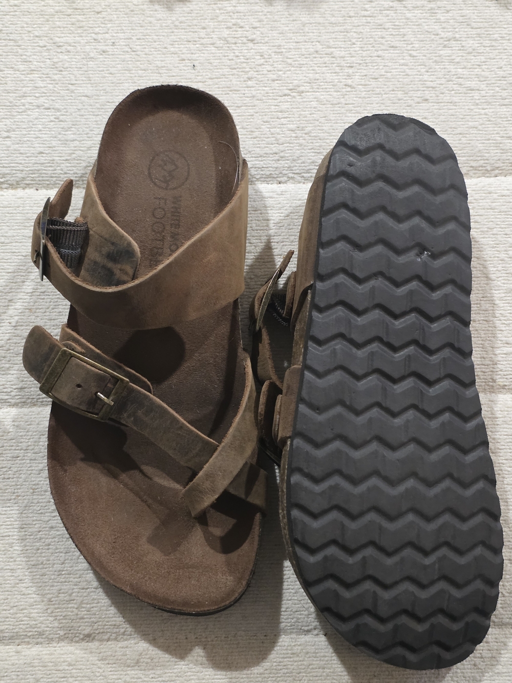 White Mountain Gracie Brown Suede Two-Strap Footbed Sandal